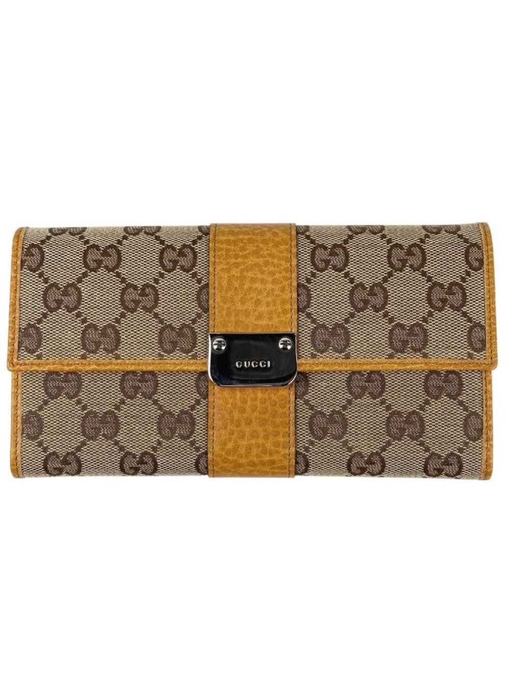 Gucci GG Pattern Bifold Wallet Canvas Yellow Beige